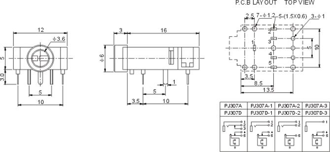 耳機插座PJ307A